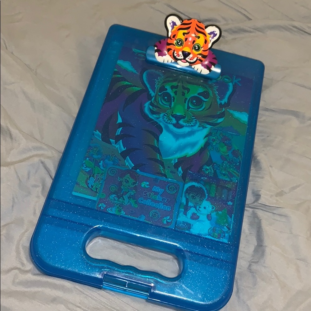 Vint Lisa Frank Blue Glitter Clipboard Pencil Case
